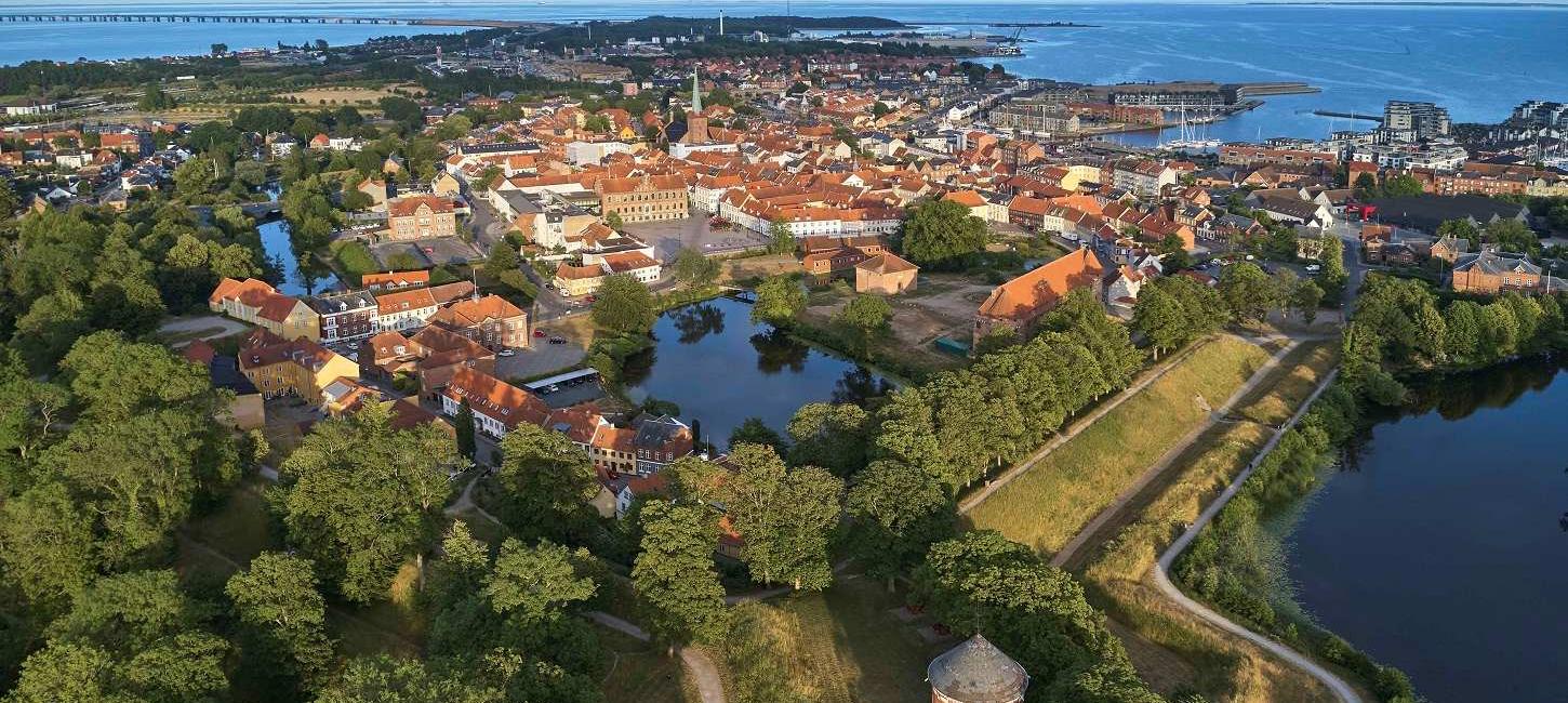 Nyborg centrum set fra luften