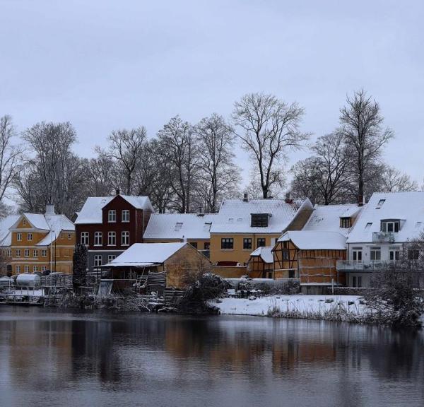 Schlosssee in Nyborg bei Winterwetter