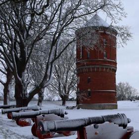 Nyborg Vold dækket med hvid sne