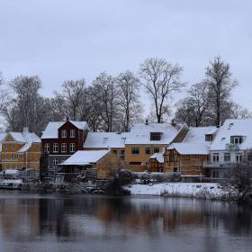 Schlosssee in Nyborg bei Winterwetter