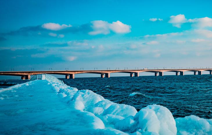 Nyborg Fyn Dänemark winter Die Grosse Belt-Brücke